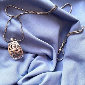 Brighton London Groove Badge Clip Necklace/Lanyard, silver w/crystal